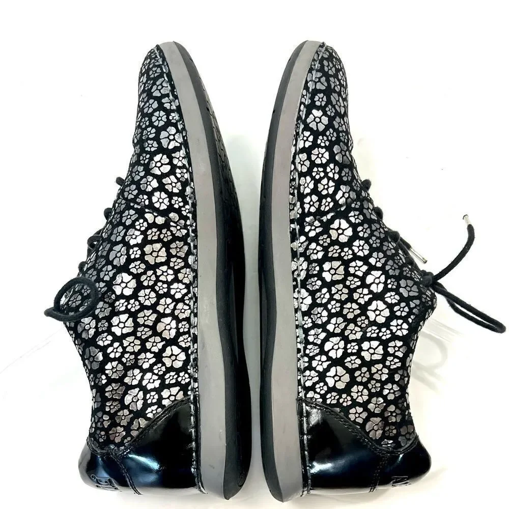 Alegria Essence Night Poppy Silver and Black Leather Sneakers